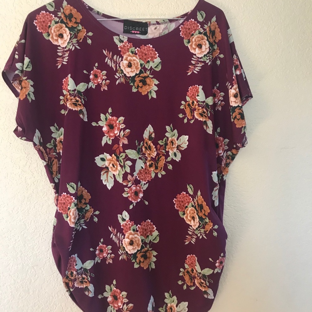 Burgundy floral blouse